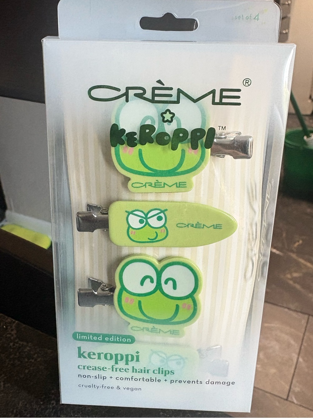 Crème Keroppi Lime Green Crease-Free Hair Clips - 3 Pack